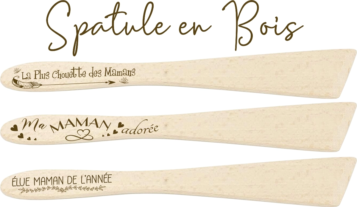 Spatule en bois gravée pour Maman